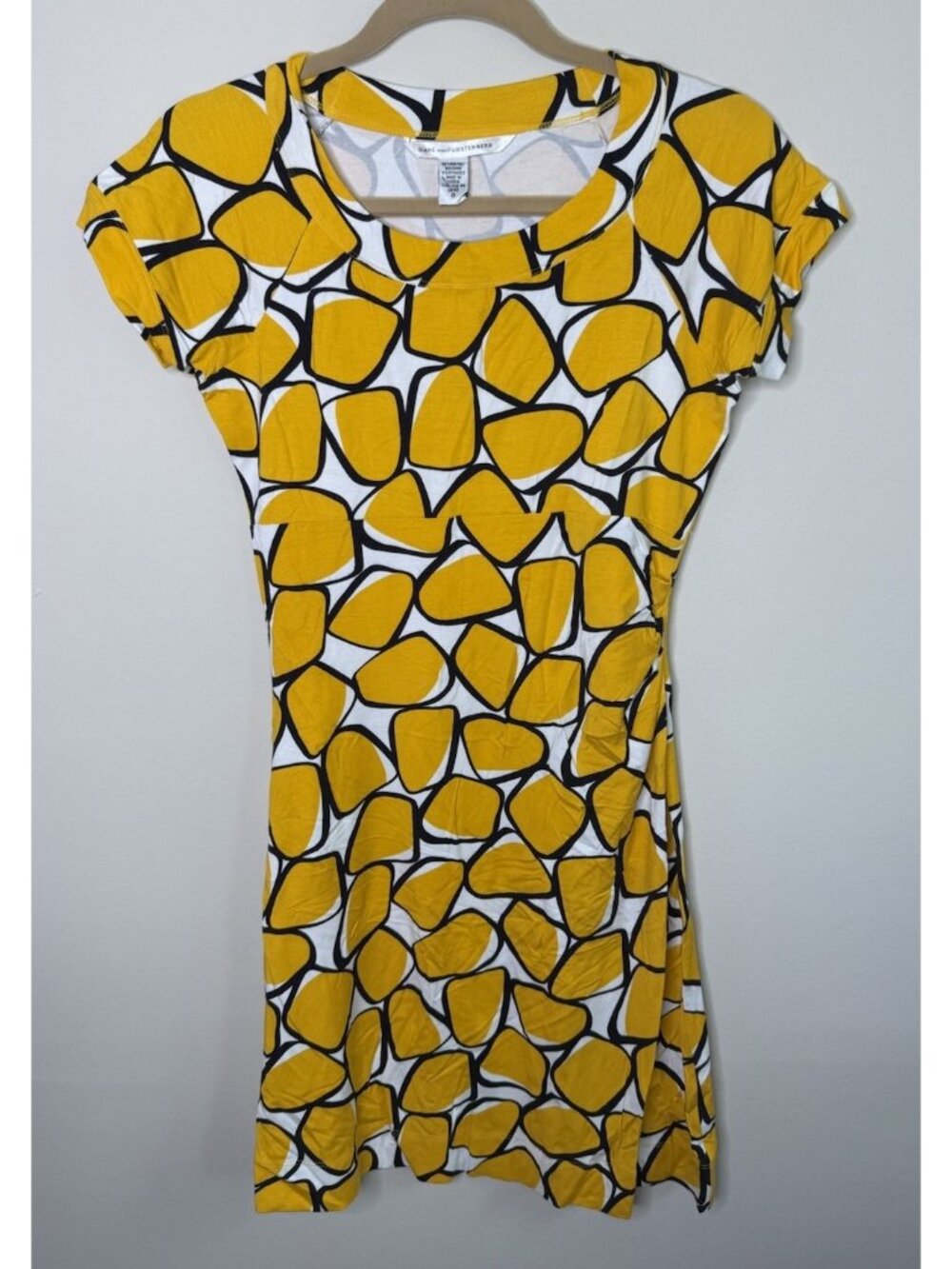 Vintage 90s Diane Von Furstenburg Dress Geometric Yellow Ponte
